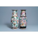 Two Chinese Nanking famille rose crackle-glazed vases, 19th C.