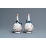 A pair of Chinese Dutch-decorated Kakiemon-style bottle vases, Kangxi