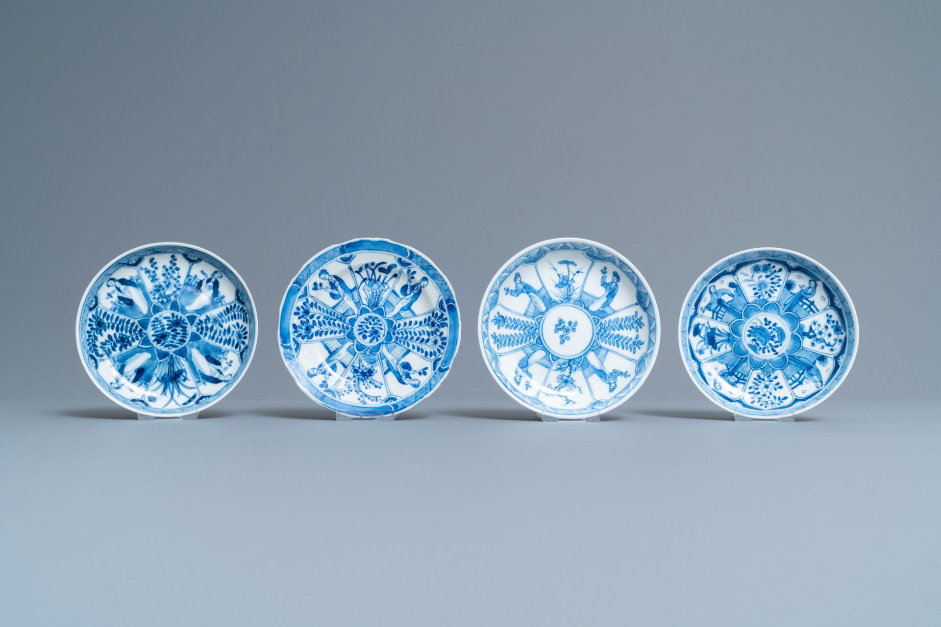 Forty-three Chinese blue and white cups and twenty-five saucers with 'Long Eliza', various marks, 19 - Image 8 of 13