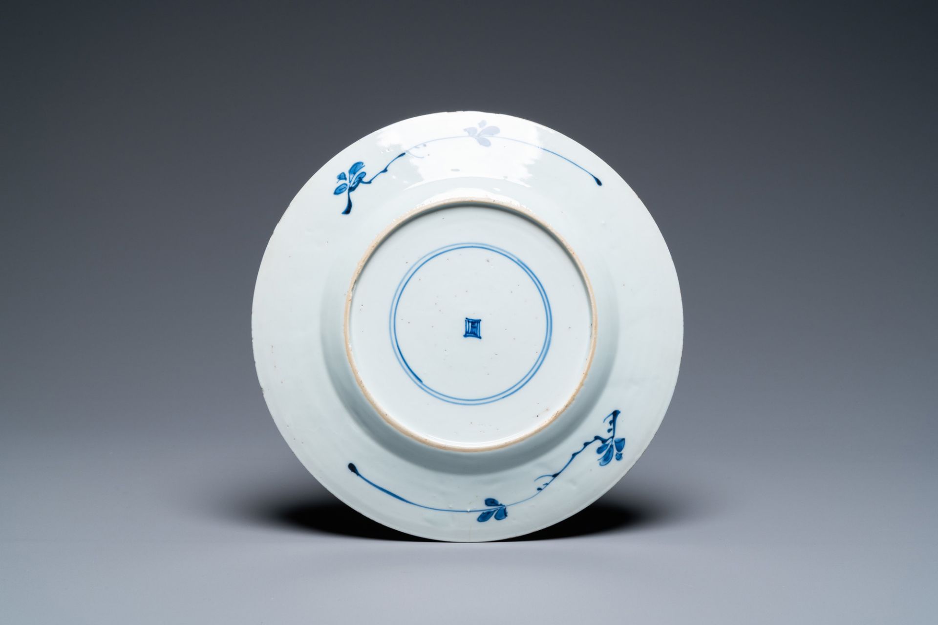 Three Chinese blue and white dishes and two bowls, Kangxi and later - Image 5 of 11