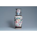 A Chinese Nanking famille rose crackle-glazed vase, 19th C.