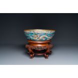 A Chinese cloisonne 'dragon' bowl, Wanli mark but probably later