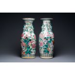 Two Chinese famille rose vases with phoenixes and pheasants, 19th C.