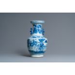 A Chinese blue and white 'warriors' vase, 19th C.