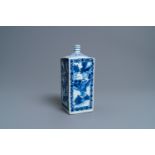 A Chinese blue and white square flask, Transitional period