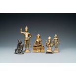 Five bronze figures, India, Japan and Tibet, 19/20th C.