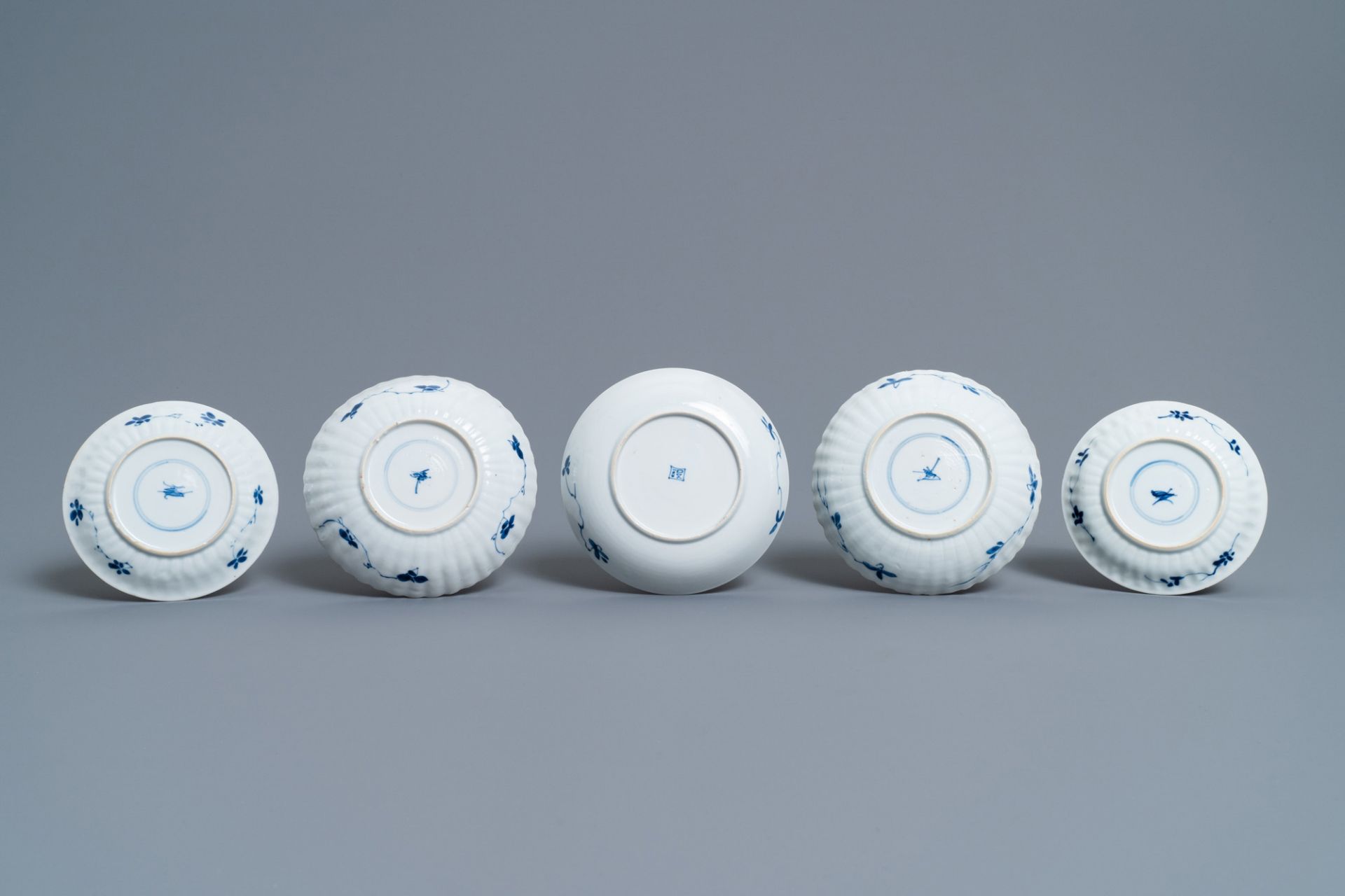 Eight Chinese blue and white cups and five saucers, Kangxi - Image 4 of 10