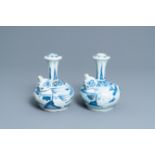 A pair of Chinese blue and white kendi, Wanli