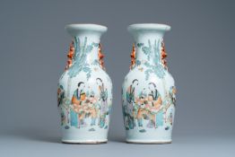 A pair of Chinese qianjiang cai vases, 19/20th C.