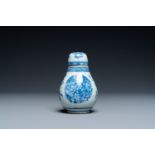 A Chinese blue and white screw top caster after a European silver model, Qianlong