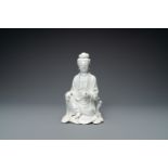 A Chinese Dehua blanc de Chine figure of Guanyin, Boji Yuren mark, 18/19th C.