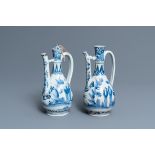 A pair of Japanese blue and white Arita jugs, Edo, 17th C.