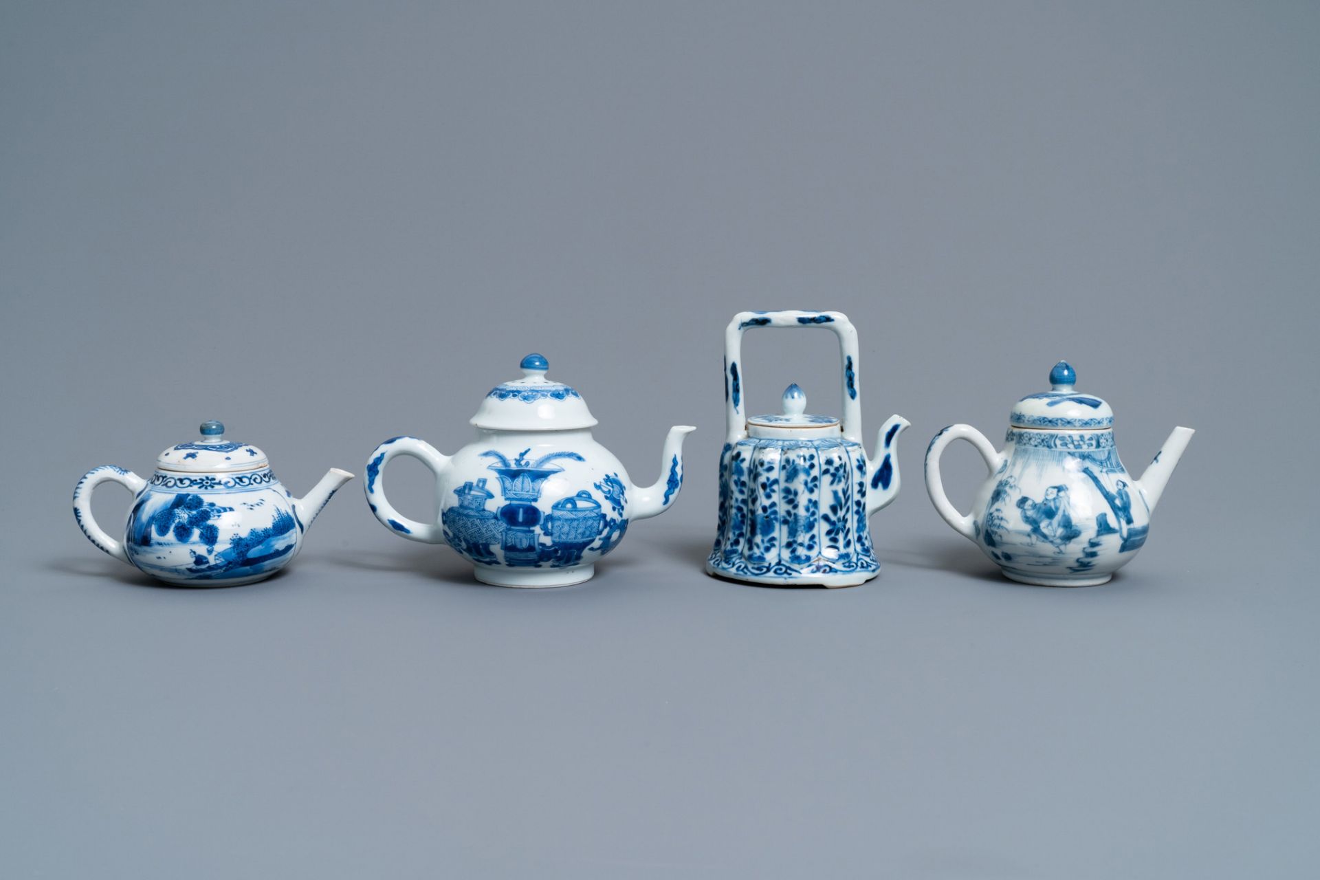 Four Chinese blue and white teapots and covers, Kangxi - Image 4 of 7