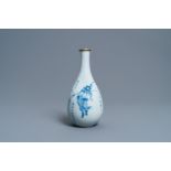 A Chinese blue and white pear-shaped 'Shuihu Zhuan' vase, Shunzhi/Kangxi