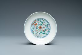 A Chinese doucai 'phoenix' saucer dish, Yongzheng mark and of the period
