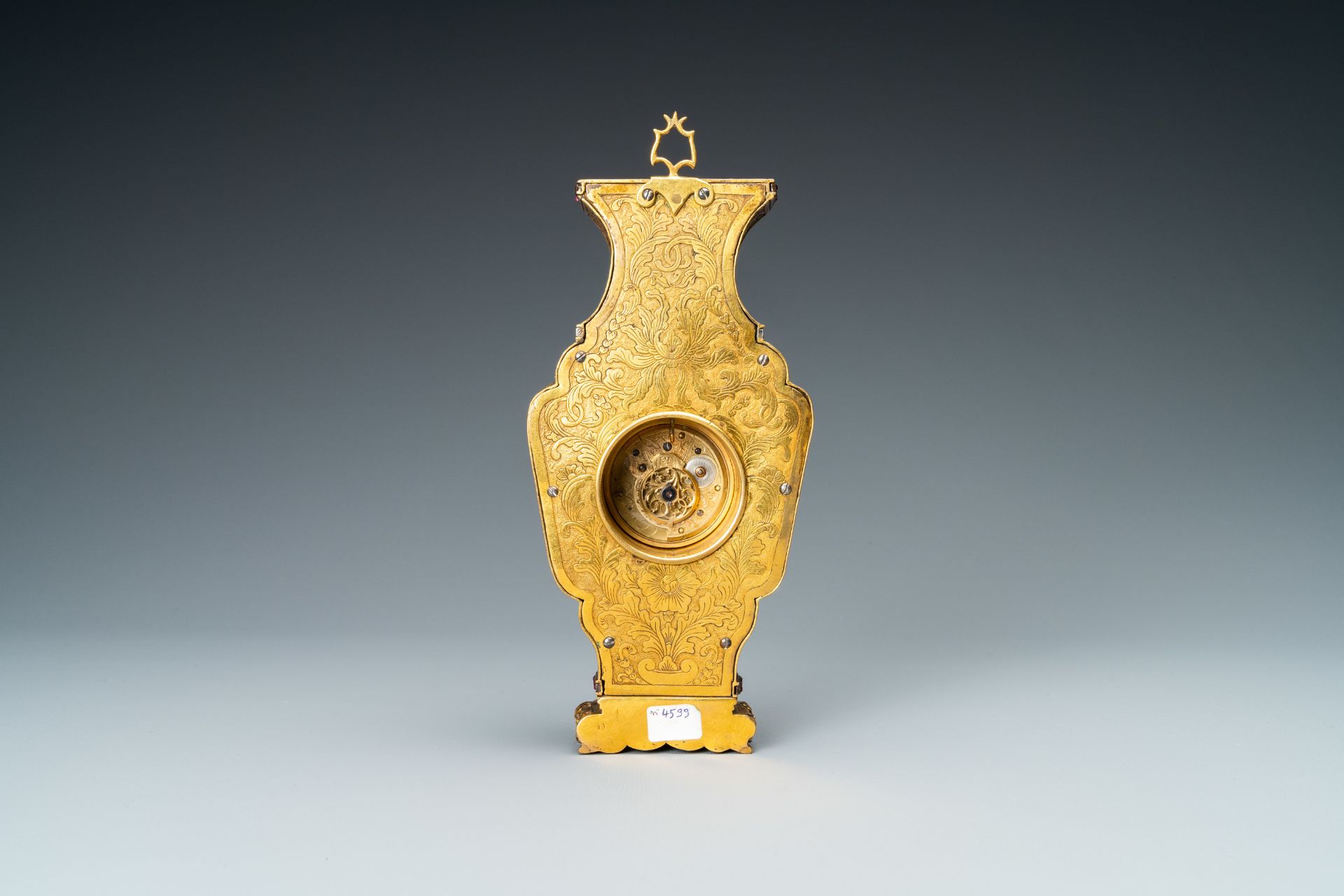 A Chinese semi-precious stone embellished gilt-bronze clock, Canton & Prior of London, Qianlong - Image 5 of 20