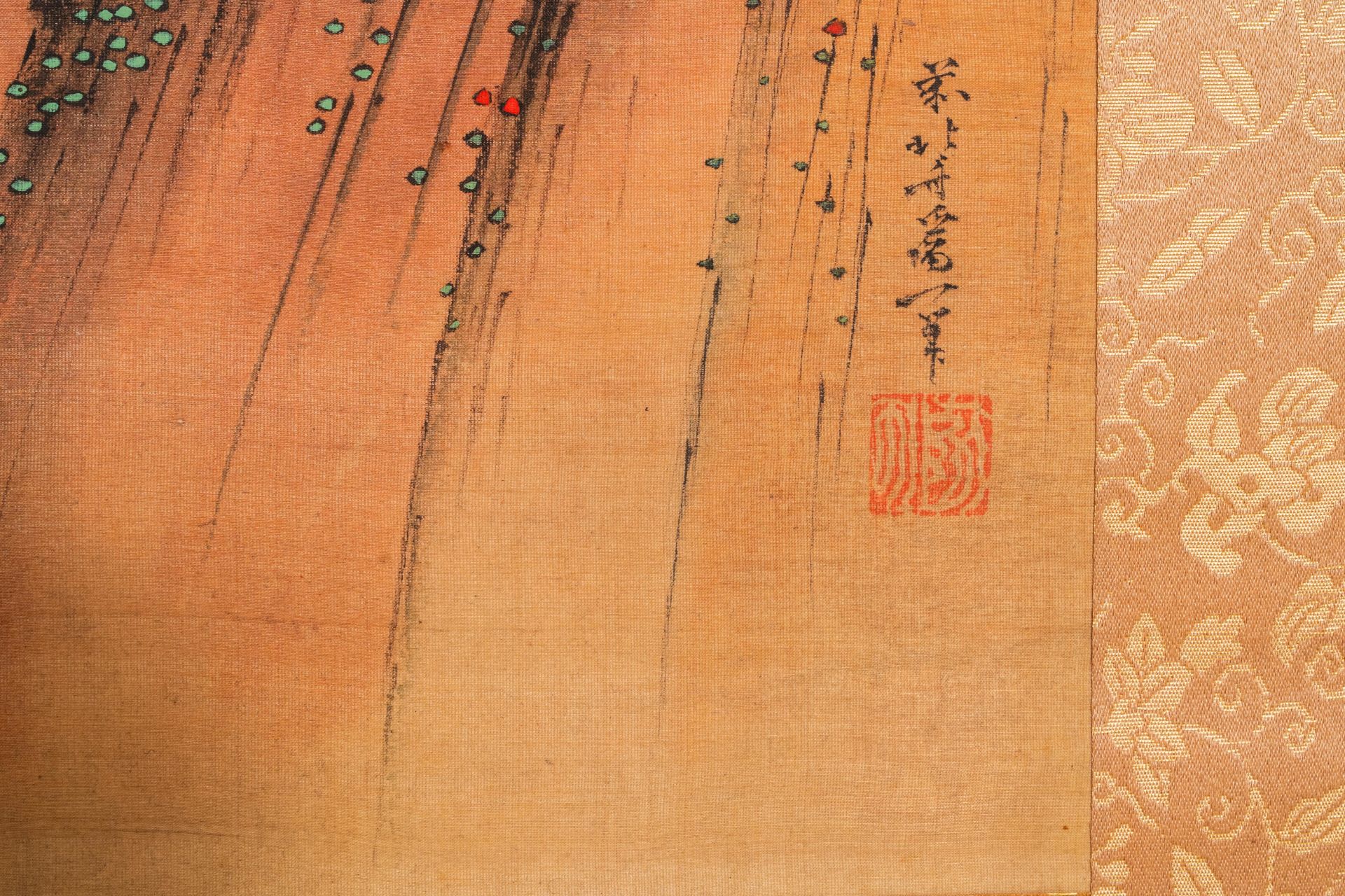 Katsushika Hokusai (Japan, 1760 - 1849), ink and color on silk: Ryubi jumping his horse across a str - Image 6 of 31