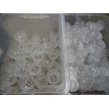 STAR PATTERN MOULDED DRINKING GLASSWARE, a good quantity (within two plastic crates)