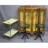 VINTAGE & LATER FURNITURE PARCEL, four items including a bow front walnut two door china display