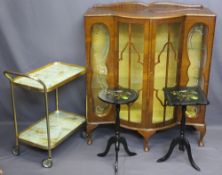 VINTAGE & LATER FURNITURE PARCEL, four items including a bow front walnut two door china display