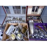 VINER'S PART CUTLERY SET (BOXED), further loose cutlery, tankards and other plated ware