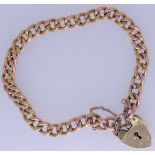 NINE CARAT GOLD CURB LINK BRACELET with padlock clasp, fully stamped, 8.5grms