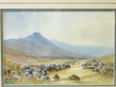 JOHN McDOUGAL two watercolours - 1. Ogwen Valley river, signed, 17 x 26cms and 2. rocky coastal