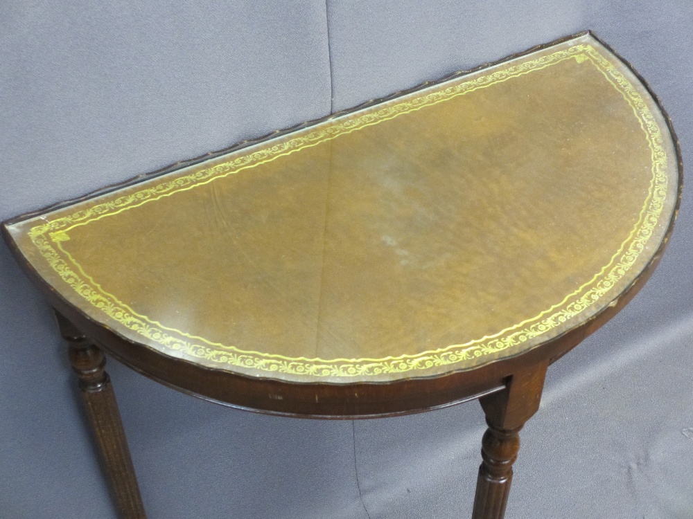 HOUSEHOLD & OFFICE FURNITURE including a reproduction half-moon hall table with gilt tooled - Image 3 of 6