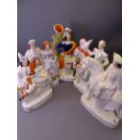 STAFFORDSHIRE POTTERY FLATBACK FIGURINES (5)