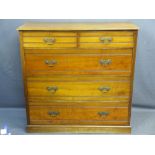 EDWARDIAN MAHOGANY CHEST of two short over three long drawers on a plinth base, 120.5cms H, 122cms