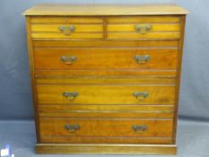 EDWARDIAN MAHOGANY CHEST of two short over three long drawers on a plinth base, 120.5cms H, 122cms