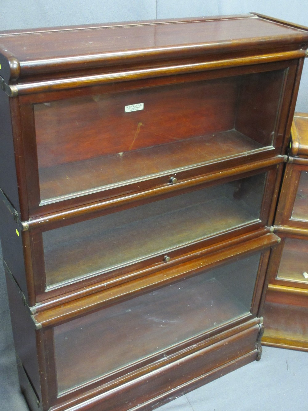 TWO GLOBE WERNICKE MAHOGANY SECTIONAL BOOKCASES, one having three opening glazed doors with top - Image 2 of 4