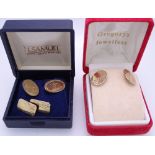 NINE CARAT GOLD CUFFLINKS, two pairs and one single, 8grms gross