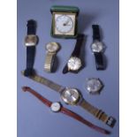 VINTAGE MEN'S WRIST WATCHES, travel clock ETC