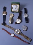 VINTAGE MEN'S WRIST WATCHES, travel clock ETC