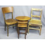 ANTIQUE & VINTAGE FURNITURE PARCEL consisting of an oak farmhouse chair, a circular top nest of
