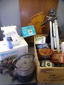 PHOTOGRAPHIC EQUIPMENT, overlock sewing machine, cast letter rack, old kettle ETC