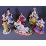 PEGGY DAVIES FIGURINES (6) - Illustrious ladies of the stage, Lilly Gantry, Nell Gwynn, Ellen Terry,