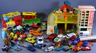 DIECAST VEHICLES - Matchbox, Corgi ETC, Fisher Price garage and circus toys ETC