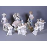 LLADRO FIGURES (7) - 27cms the tallest, Rose Garden Boy