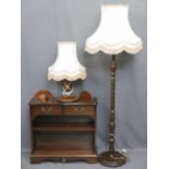 REPRODUCTION MAHOGANY FURNISHING ITEMS to include an open shelf bookcase with twin upper drawers,