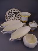 WEDGWOOD CREAM POTTERY PLANTERS, wall charger and two gilt decorated Portuguese porcelain ornamental