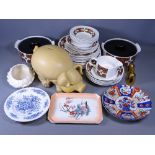 MEAKIN MID-CENTURY STUDIO DINNERWARE, pig money box and other china items