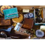 TREEN, VINTAGE OFFICE ITEMS, BAROMETER ETC