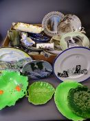 DECORATIVE WALL PLATES, GREEN LEAF, FLOW BLUE and other decorative china