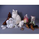 TREACLE GLAZED BOOT FLASK, BESWICK CAT, 22cms tall, Hummel cat and an assortment of similar