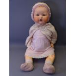 ARMAND MARSEILLES GERMANY PORCELAIN HEADED DOLL, No 351/9K, blue eyed and open mouthed with teeth