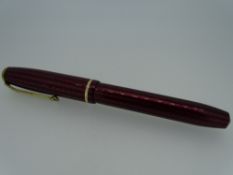 CONWAY STEWART - 28 Red Herringbone pen with 14ct nib