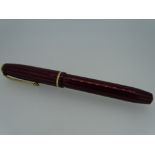 CONWAY STEWART - 28 Red Herringbone pen with 14ct nib