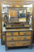 EDWARDIAN TWO PIECE BEDROOM SUITE consisting double door mirrored wardrobe with carved central panel